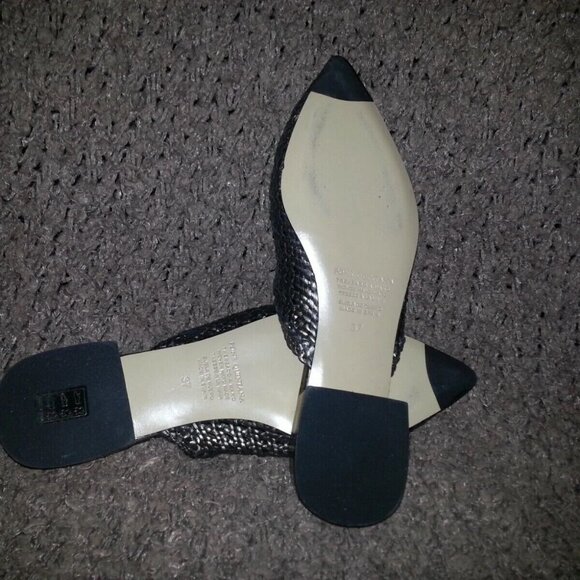 PONS QUINTANA-Pointed Toe Mules-Hand Woven Bronze Metallic Leather-Size 37-NEW - Picture 8 of 8